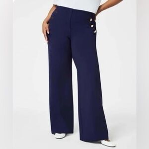 SPANX NAVY BUTTON DETAIL WIDE-LEG PANTS SIZE XL EUC